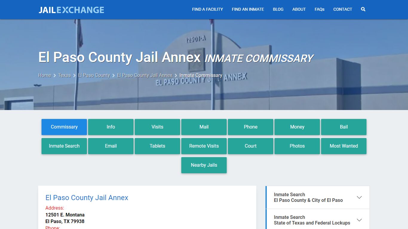 El Paso County Jail Annex Inmate Commissary - Jail Exchange