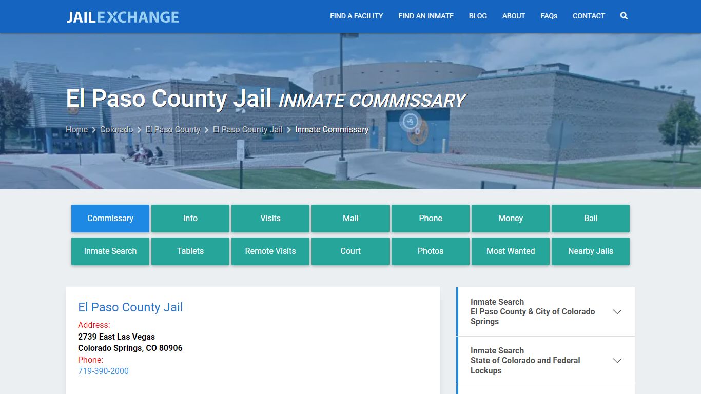 Inmate Commissary, Care Packs - El Paso County Jail, CO